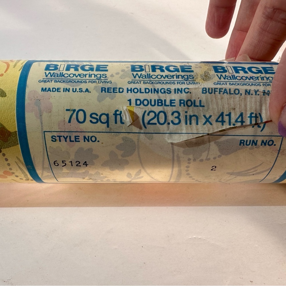 Vtg Birge Wall Covering Ducks Floral 1 Double Roll 70 SQ FT Sealed #65124 "Read" - Picture 9 of 12